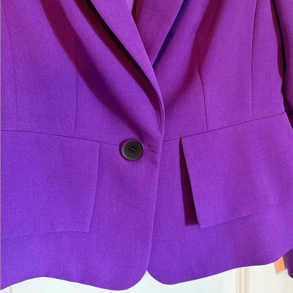 Kasper Purple Single-Button Tailored Blazer